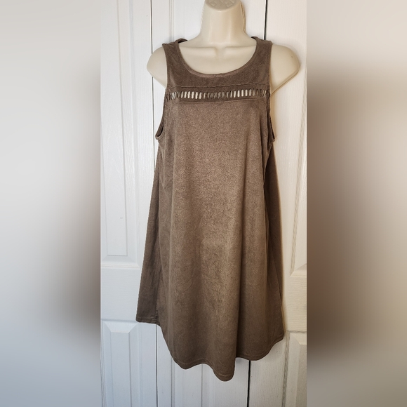 Love Riche Dresses & Skirts - Love Riche medium suede feel tank top dress with cut outs brown boho spring